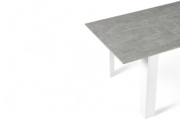 Mesa de sala de jantar extensível 140 - 190 cm em Branco e Cimento