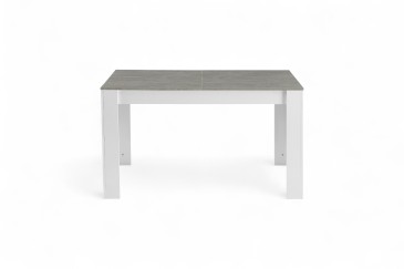 Mesa de sala de jantar extensível 140 - 190 cm em Branco e Cimento