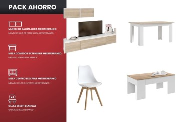 Pack Muebles de Salón Mediterraneo en madera | Atrapamuebles