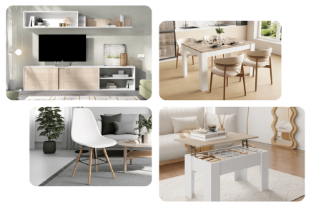 Pack Ahorro Salón Atlanta en Roble y Blanco | Atrapamuebles