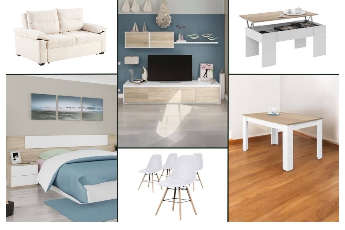 Piso completo 10 - DIMPLE (Sofá cama Beige)