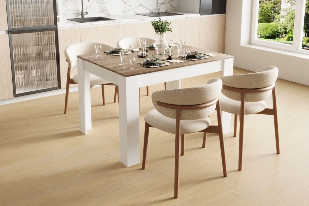 Mesa de Jantar Fixa LAR em Branco e Carvalho Cambrian