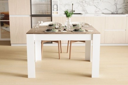 Mesa de Jantar Fixa LAR em Branco e Carvalho Cambrian