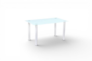 PACOTE de 1 mesa de centro de vidro branco + 4 cadeiras de cor branca