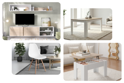 Pack Ahorro Salón Atlanta en Roble y Blanco | Atrapamuebles