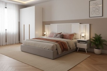 Quarto de casal FIORE Branco mate | Atrapamuebles