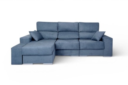 Sofá de design 3P Chaiselongue 3P reversível na cor AZUL ao MELHOR PREÇO
