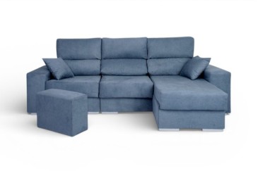 Sofá de design 3P Chaiselongue 3P reversível na cor AZUL ao MELHOR PREÇO