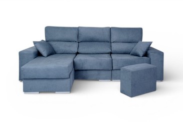Sofá de design 3P Chaiselongue 3P reversível na cor AZUL ao MELHOR PREÇO