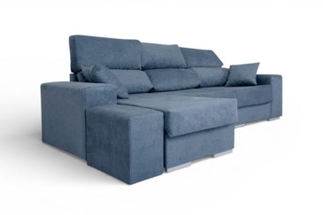 Sofá de design 3P Chaiselongue 3P reversível na cor AZUL ao MELHOR PREÇO