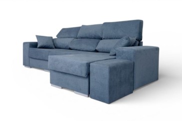Sofá de design 3P Chaiselongue 3P reversível na cor AZUL ao MELHOR PREÇO