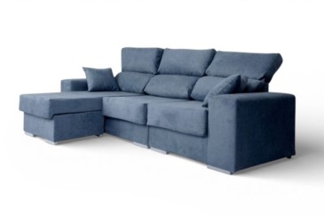 Sofá de design 3P Chaiselongue 3P reversível na cor AZUL ao MELHOR PREÇO