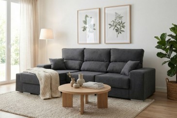 Chaiselongue ARLEEN Gris Reversible 260 cm | Atrapamuebles