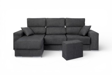 Sofá Chaiselongue Design 3P reversível em cor CINZA claro ao MELHOR PREÇO