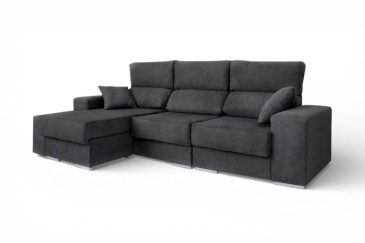 Sofá Chaiselongue Design 3P reversível em cor CINZA claro ao MELHOR PREÇO