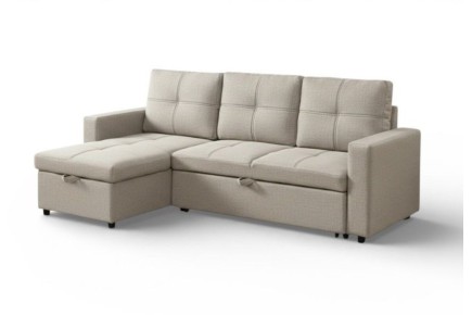 Sofá Chaiselongue Cama BRIENNE Beige reversible