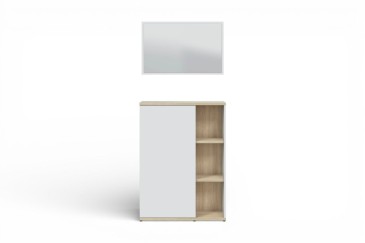 ADHARA Hallway em branco brilhante com porta e espelho ao MELHOR PREÇO