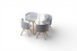 Pack POUPANÇA Sala ATLANTA + cadeiras GRAPH + Chaise Longue Cinza