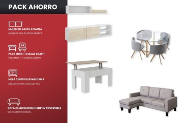 Pack Poupança em mobiliário de sala de estar em ATRAPAmuebles