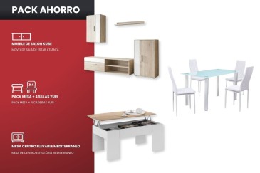 Pack Muebles de Salón Kube en Roble y Blanco | Atrapamuebles