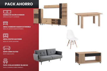 Pack Muebles de Salón Avignon Elated en gris | Atrapamuebles