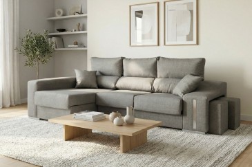 Chaise longue Esquerda OSCAR Cinzento escuro Jaspeado