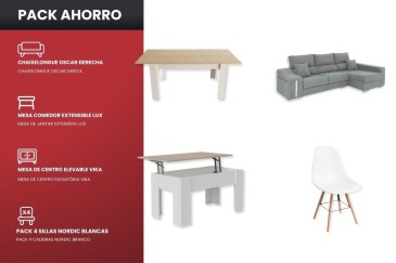Pack Muebles de Salón Tuscany Oscar Derecha Gris