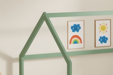 Pack Cama Cabaña POOH verde + Colchón 90x190 cm | Atrapamuebles