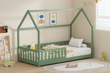 Pack Cama Cabaña POOH verde + Colchón 90x190 cm | Atrapamuebles