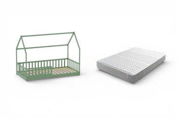 Pack Cama Cabana POOH verde + Colchão 90x190 cm | Atrapamuebles