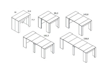 Mesa de jantar de consola extensível. 4 em 1 De mesa de consola a mesa extensível de 238cm.