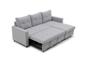 Sofá Chaise Longue Cama LUVIY Cinzento Reversível