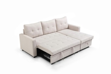 Sofá Chaiselongue Cama LUVIY Beige reversible