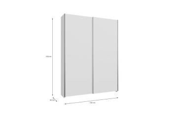 Armário de 2 portas de correr 150 cm na cor Branco