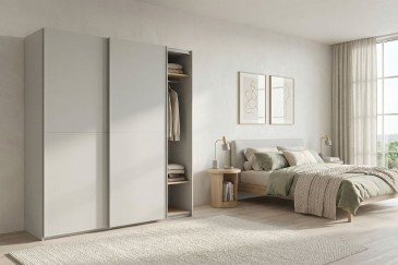 Armário de 2 portas de correr 150 cm na cor Branco