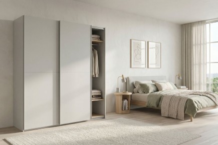 Armário de 2 portas de correr 150 cm na cor Branco