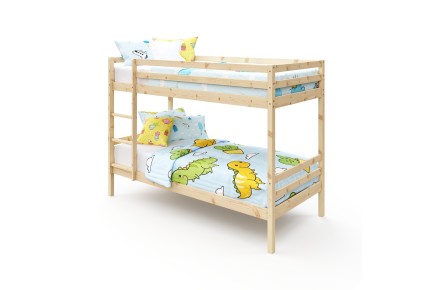 Pack Litera WOODY Natural + 2 Colchones 90x190