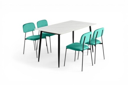 Pack POLITANO Mesa de jantar + 4 cadeiras CAPRI verde