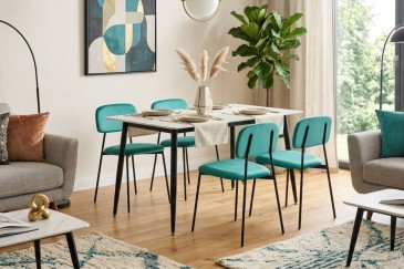 Pack Poupança Mesa de Sala de Jantar POLITANO + 4 Cadeiras CAPRI Verdes