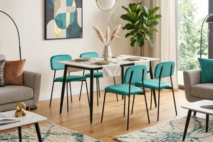 Pack Mesa de salón POLITANO + 4 Sillas CAPRI verdes