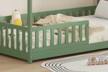Cama Cabaña POOH Verde 196x96 cm para niños | Atrapamuebles