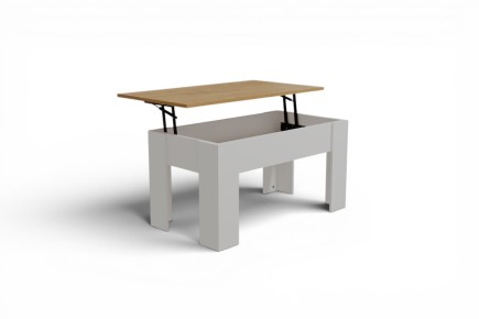 Mesa centro Elevable VIKA Roble Artisan y Blanco