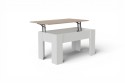 Mesa centro Elevable VIKA Roble Natural y Blanco