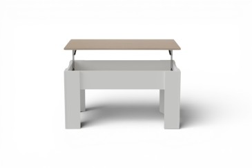 Mesa centro elevable VIKA Roble Natural y Blanco 90 cm