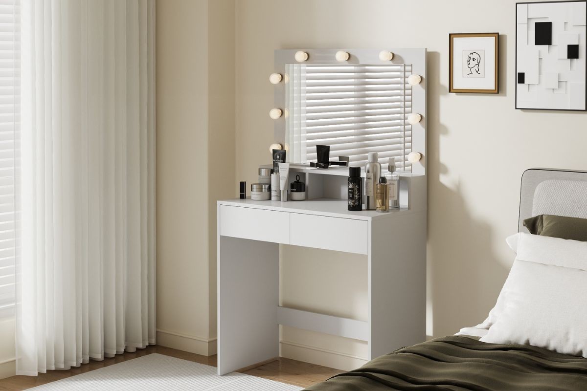 Mesa Tocador GLOSS 2 Cajones Blanco