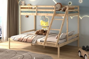 Pack Beliche OXFORD Carvalho Natural + Colchões 150x190 e 90x190