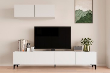 Móvel de sala TV STIVLO 200 cm em cor Branco