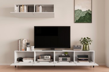 Mueble de salón TV STIVLO 200 cm en color Blanco