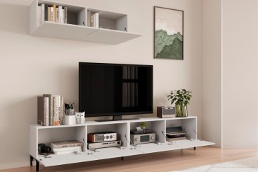 Mueble de salón TV STIVLO 200 cm en color Blanco