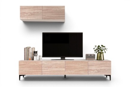 Móvel de sala TV STIVLO 200 cm em cor Branco e Carvalho